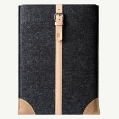 Wool felt premium leather sleeve | MacBook Air, Pro, 11", 13", 15" Retina Smokey Grey / Natural