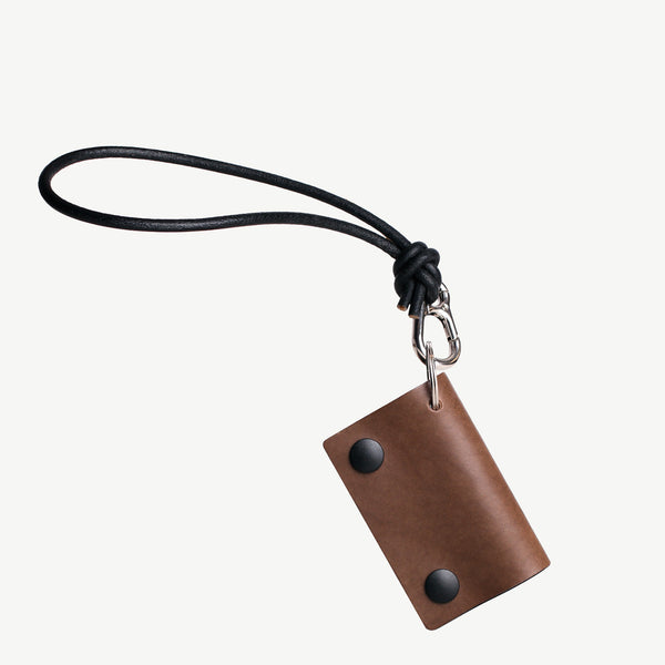 Cocones  Key Two - Italian leather key holder with a leather cord keychain  loop, tan.